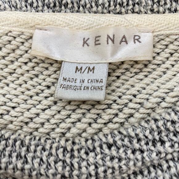 Kenar Scoopneck Sweater Cream Black Marled Hi Low with Pockets Medium - Picture 11 of 14